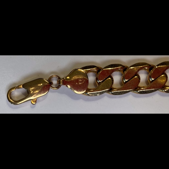 Unisex gold plated Cuban link bracelets, lobster closure - Picture 2 of 10
